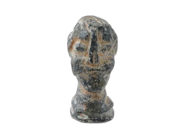 ANCIENT MESOPOTAMIAN BRONZE FEMALE HEAD FIGURINE