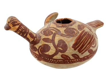 ANCIENT PRE COLUMBIAN HAND PAINTED BIRD VASE