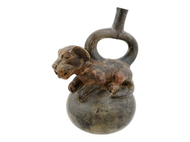 ANCIENT PRE COLUMBIAN MOCHE CULTURE VESSEL WITH DOG