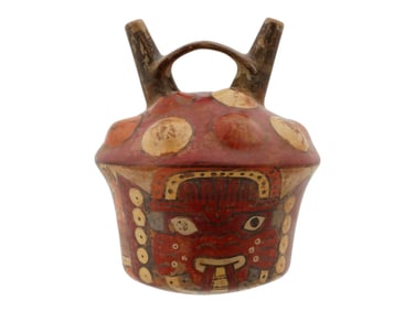 ANCIENT PRE COLUMBIAN TERRACOTTA VESSEL W A CREATURE