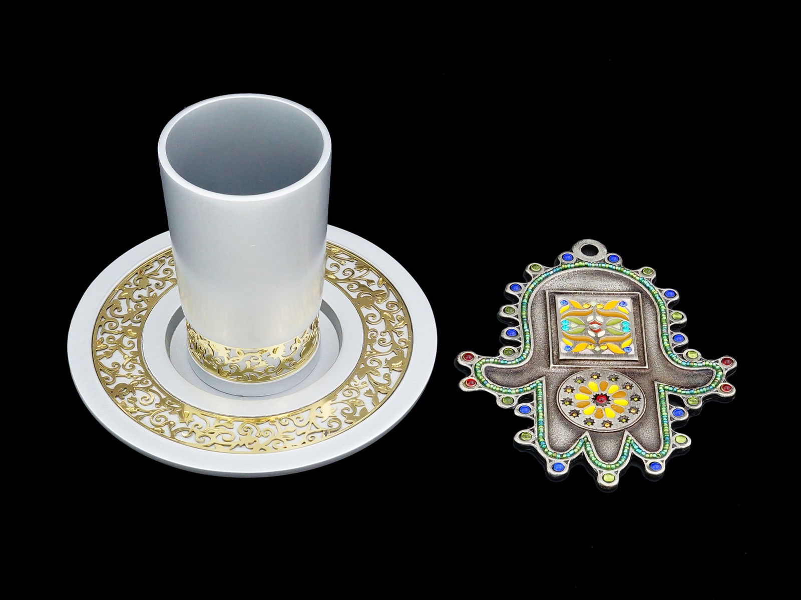 VINTAGE JUDAICA KIDDUSH CUP EMANUEL KHAMSA LIOR GLUSKA (1 of 6)