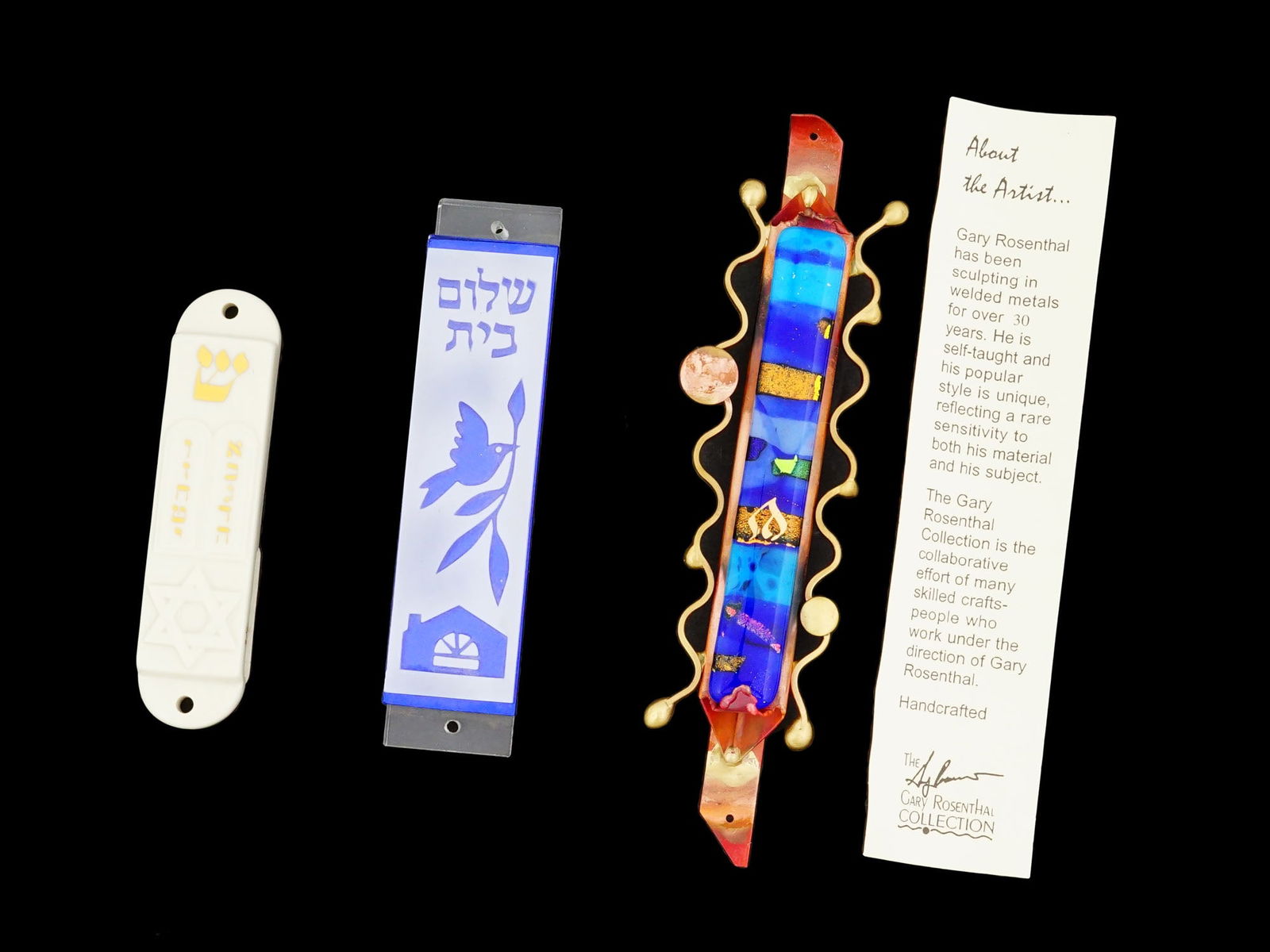 THREE VARIOUS VINTAGE JUDAICA MEZUZAHS GARY ROSENTHAL (1 of 5)