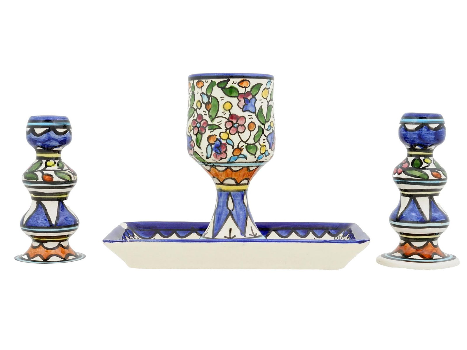 VTG ARMENIAN JUDAICA SHABBAT KIDDUSH CUP CANDLESTICKS (1 of 6)