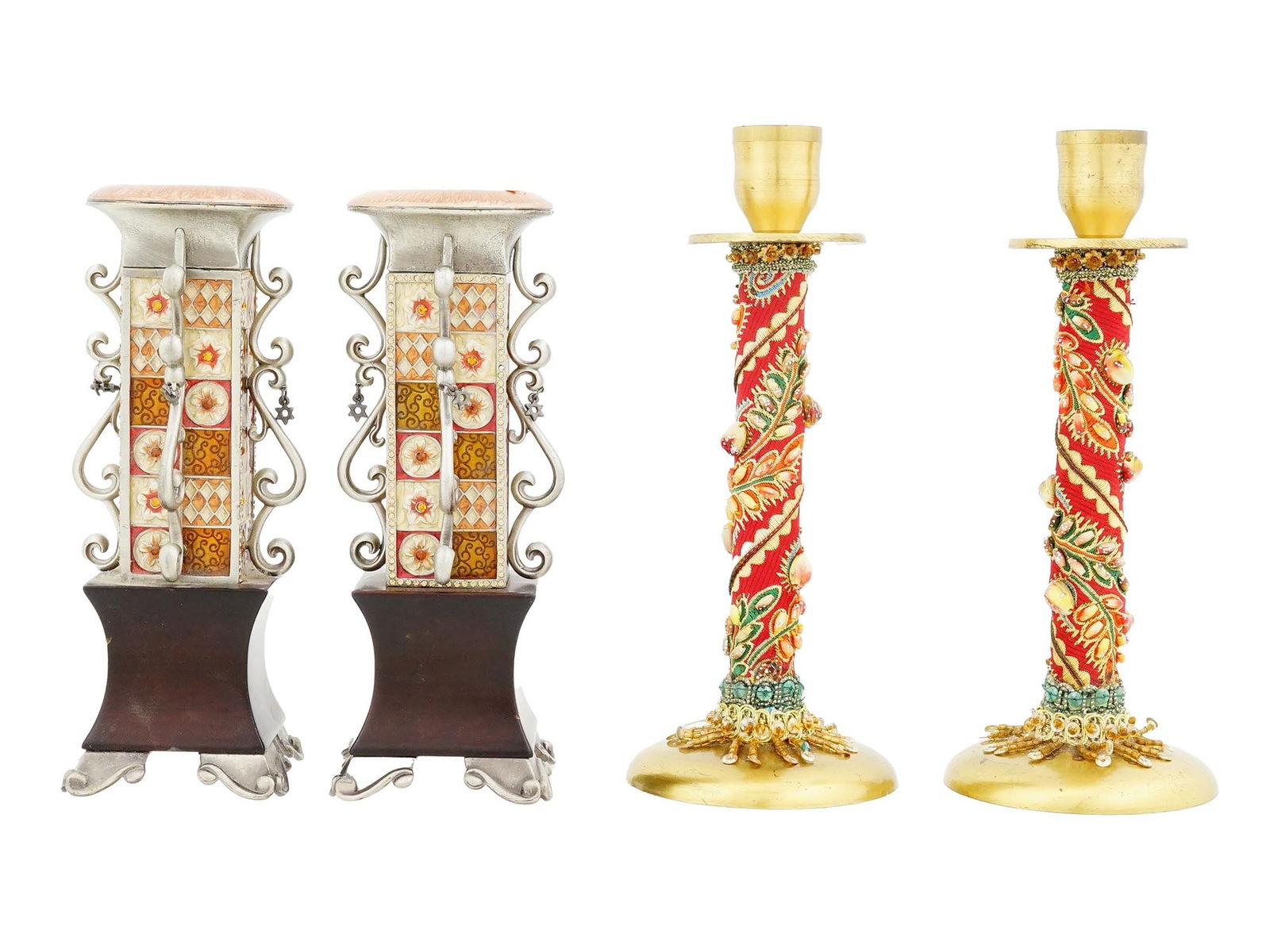 ISRAELI AND AMERICAN JUDAICA SHABBAT CANDLESTICKS SETS (1 of 4)