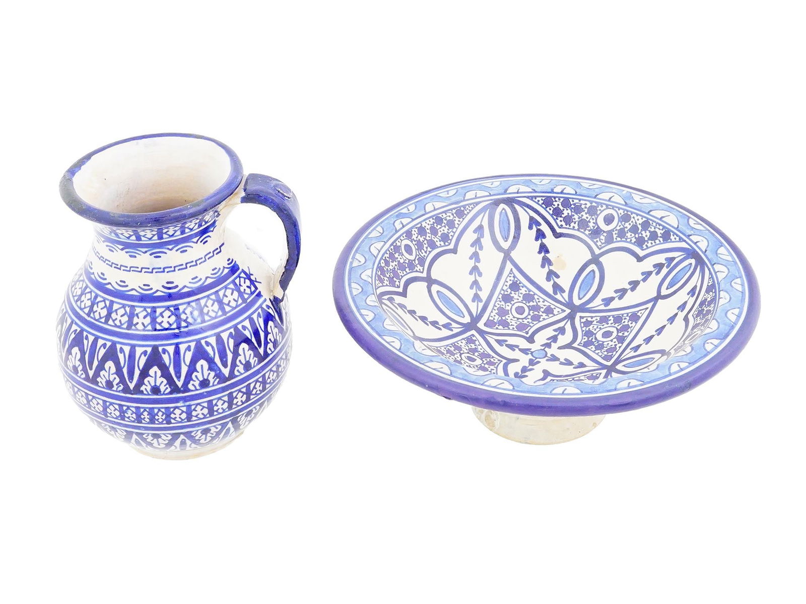 VINTAGE MOROCCAN JUDAICA GLAZED CERAMIC WASH SET BY ACH (1 of 10)