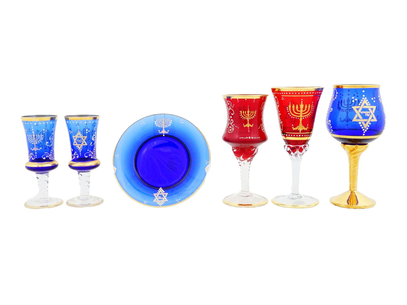 ANTIQUE 19TH C ITALIAN JUDAICA KIDDUSH CUPS W PLATE (1 of 5)