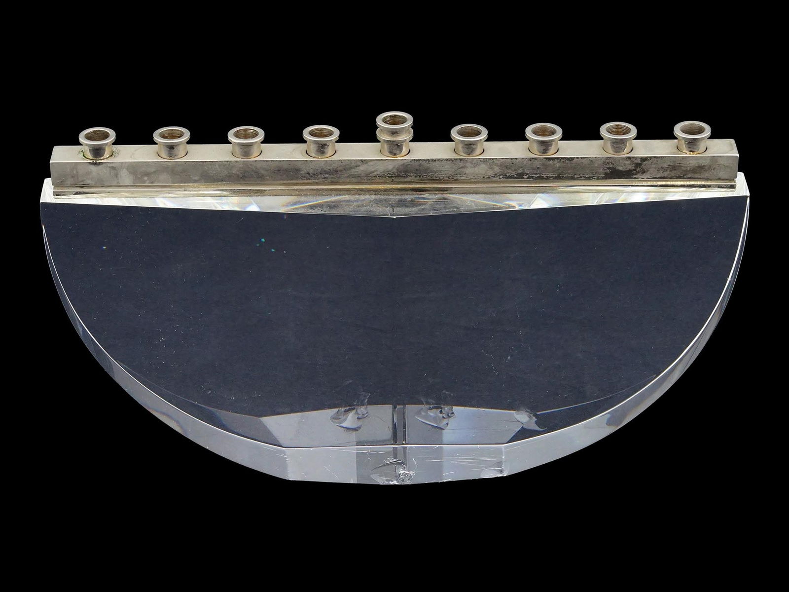 JUDAICA STEUBEN CRYSTAL GLASS MENORAH CANDLE HOLDER (1 of 7)