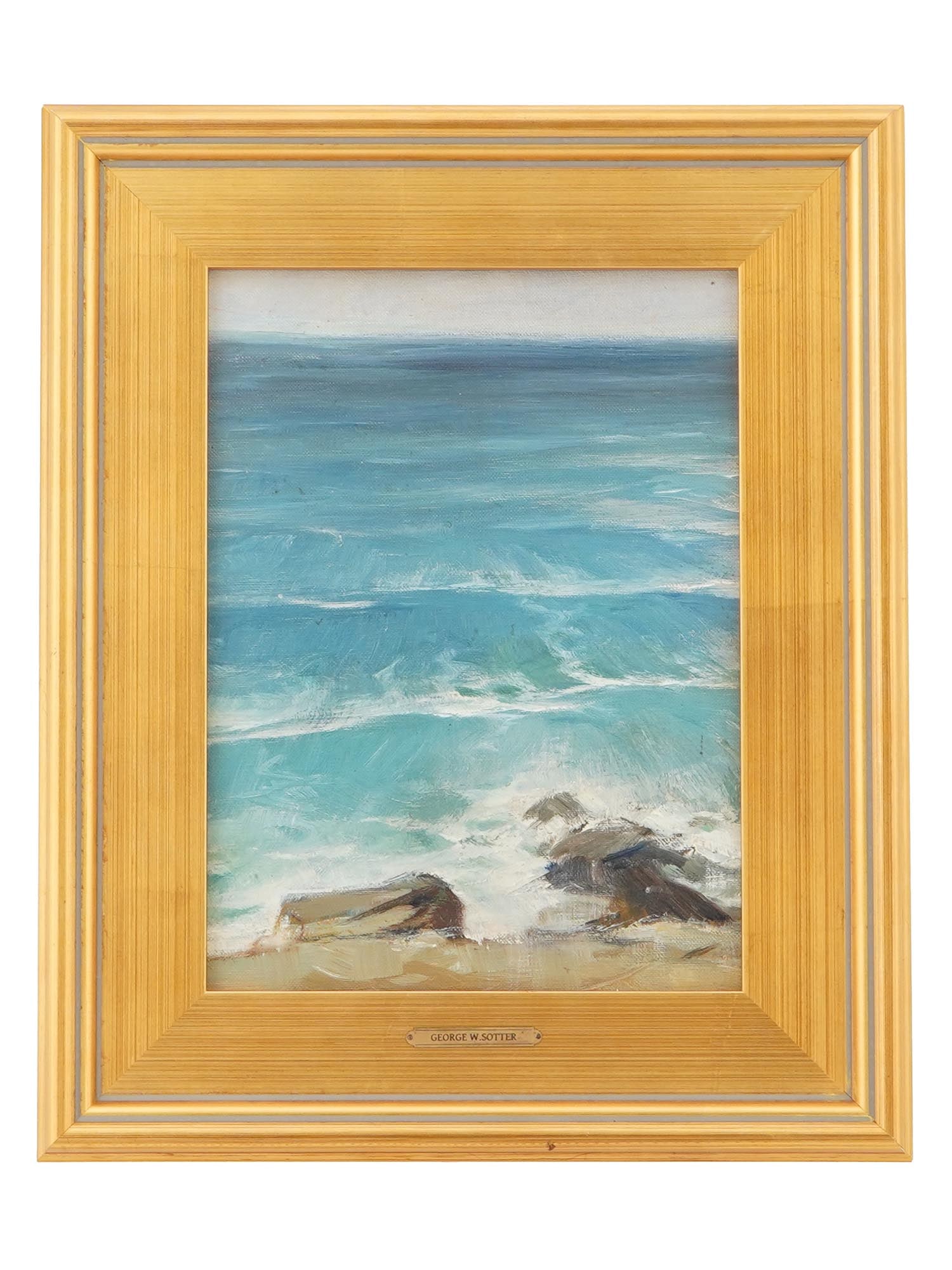 ATTR TO GEORGE W SOTTER SEASCAPE OIL PAINTING (1 of 5)