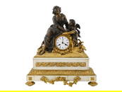 19TH C FRENCH BRONZE MARBLE CLOCK W PENDULUM MOVEMENT