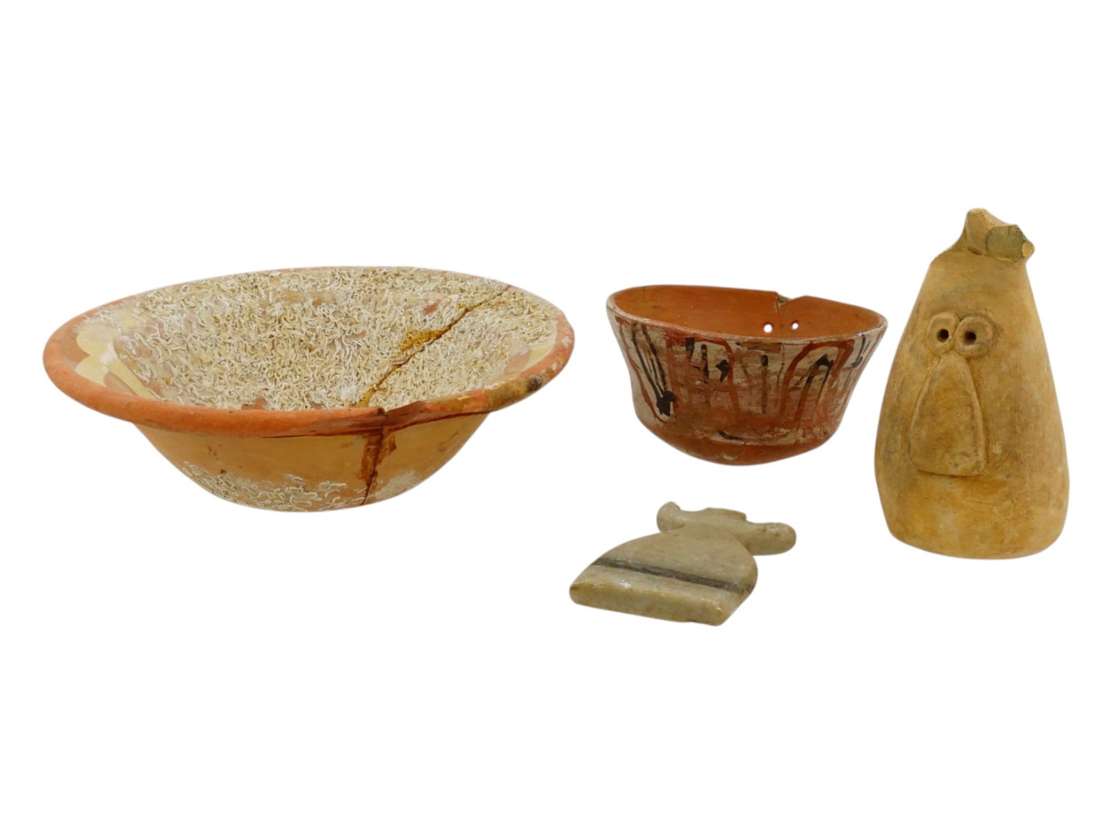 LOT OF HOLY LAND POTTERY CLAY ARTIFACTS BOWLS AND IDOL (1 of 15)