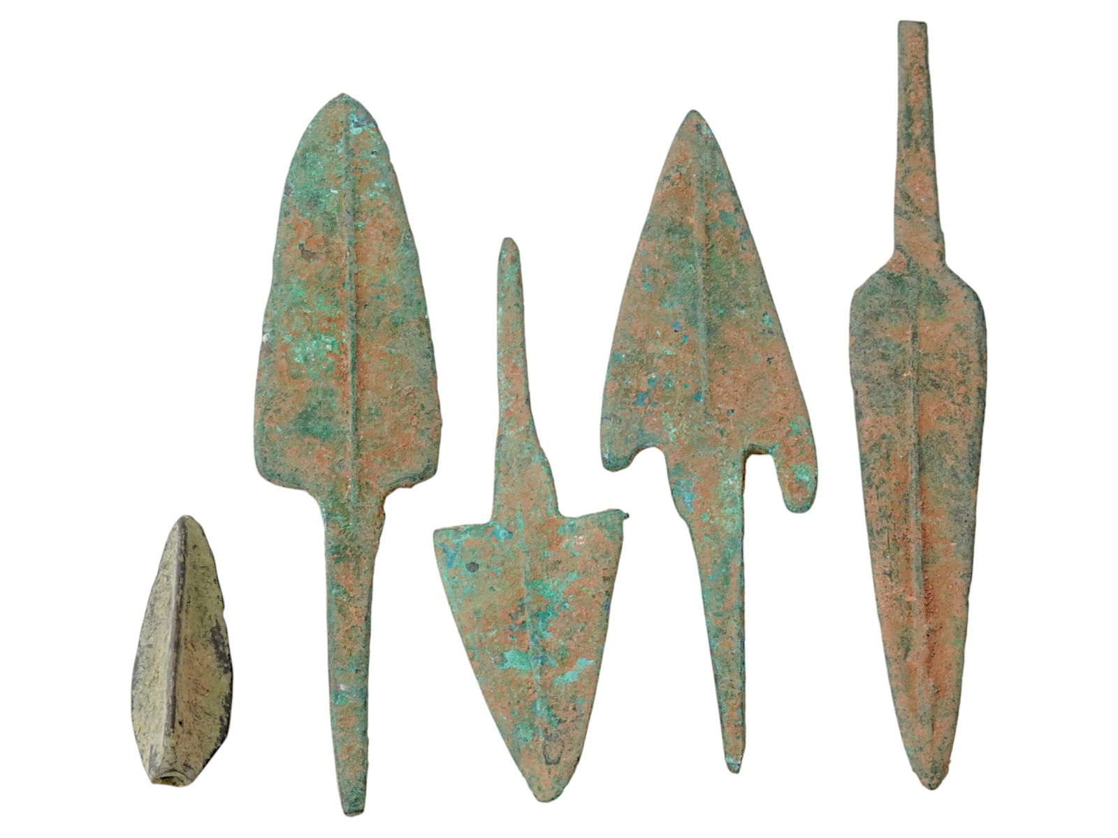 LOT OF 5 ANCIENT GREEK BRONZE ARROWHEADS 400 BC (1 of 4)