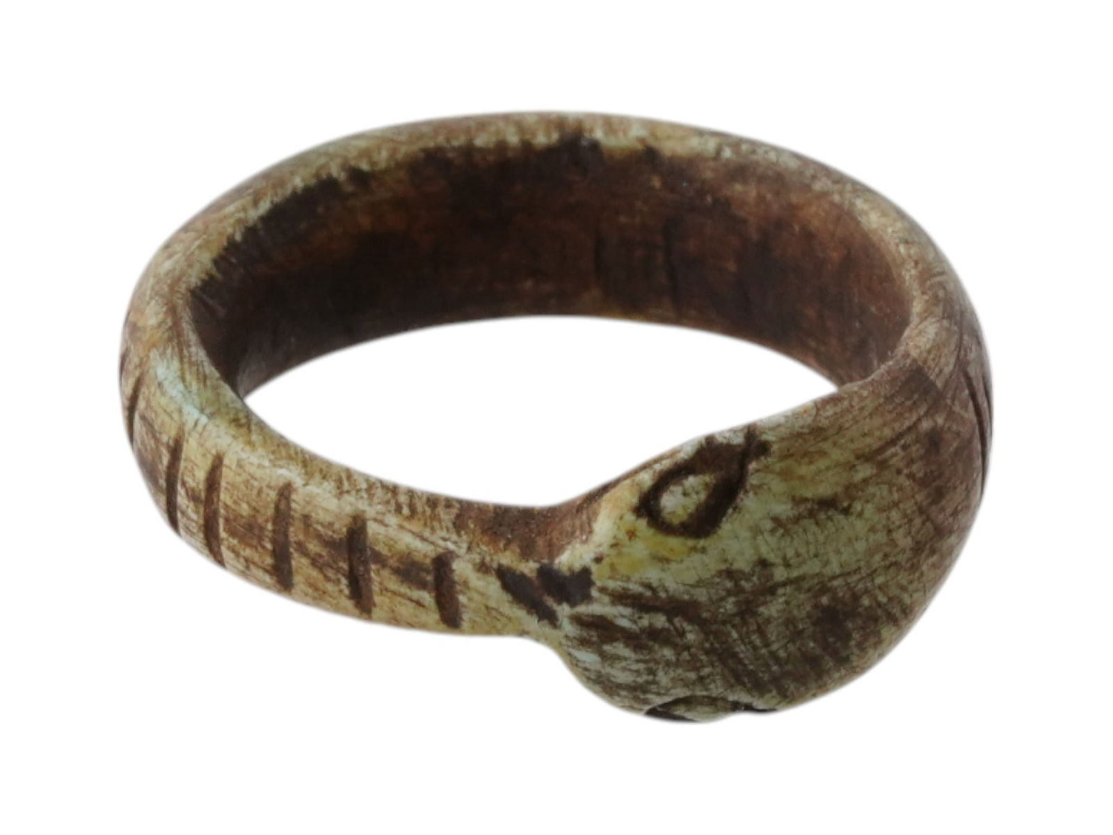 ANCIENT EGYPTIAN HAND CARVED STONE OUROBOROS RING (1 of 6)
