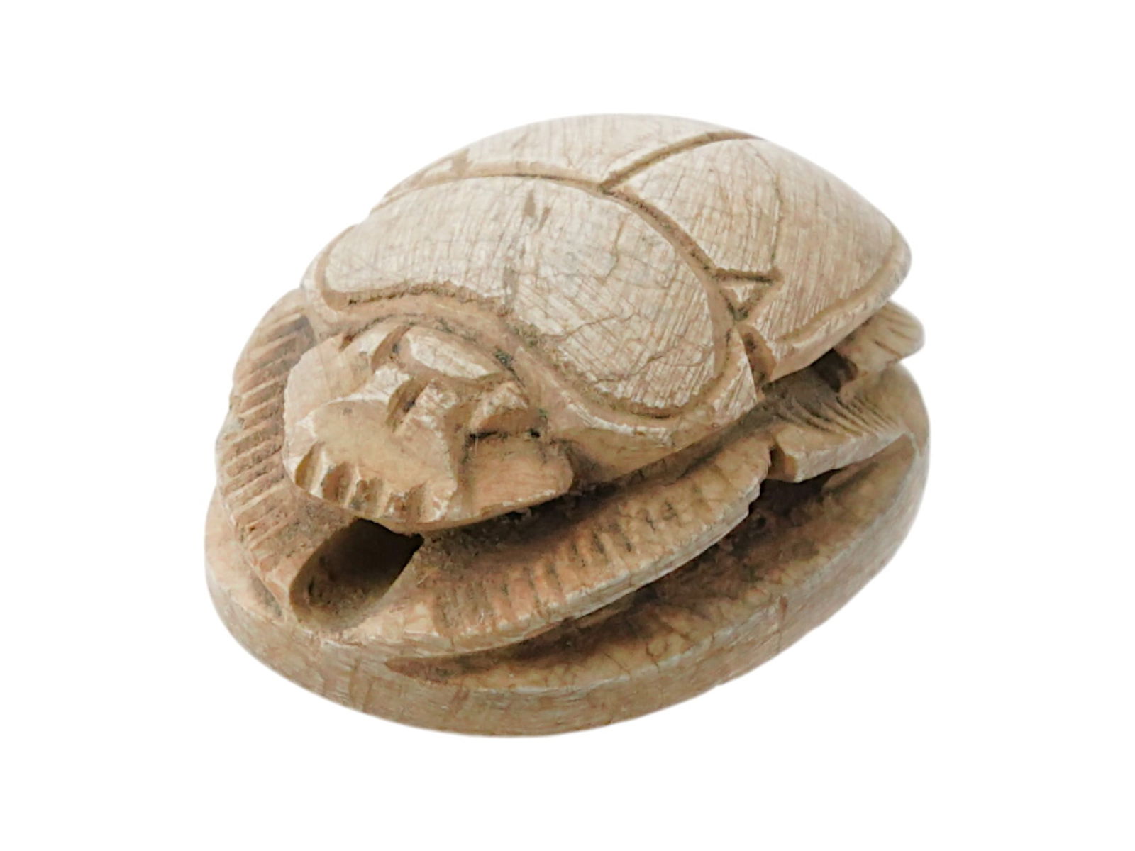 ANCIENT EGYPTIAN CARVED LIMESTONE SCARAB AMULET (1 of 5)