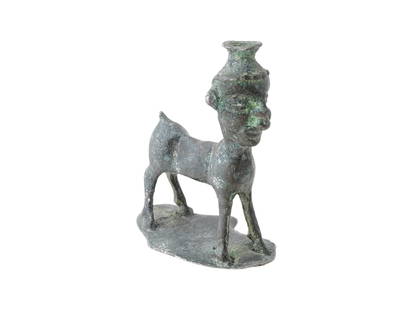 1200 BC ANCIENT MESOPOTAMIAN BRONZE ZOOMORPHIC FIGURE: An ancient Mesopotamian bronze figure. The figure represents a grotesque probably mythological creature with an animal body. Circa: 1200 BC. Ancient Bronze Figures, Figurines, Statues, Museum Pieces,