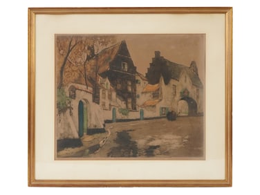 BELGIAN CITYSCAPE ETCHING BY JULIEN CELOS SIGNED