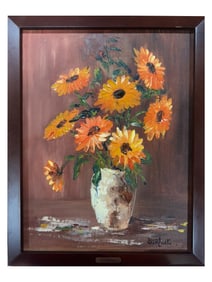 DAVID BURLIUK OIL STILL LIFE PAINTING WITH COA 1960