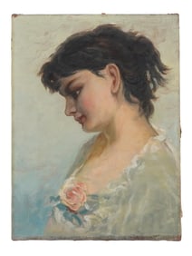 20TH CEN EUROPEAN SCHOOL FEMALE PORTRAIT OIL PAINTING