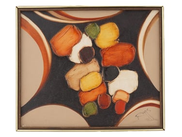MID CENTURY MODERN ABSTRACT OIL PAINTING BY RIGGS