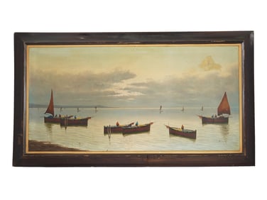 ATTR GIOVANNI MARATTI ITALIAN SEASCAPE OIL PAINTING