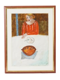 MID CENTURY PAINTING DINA POLLAK GABOS WOMAN PORTRAIT