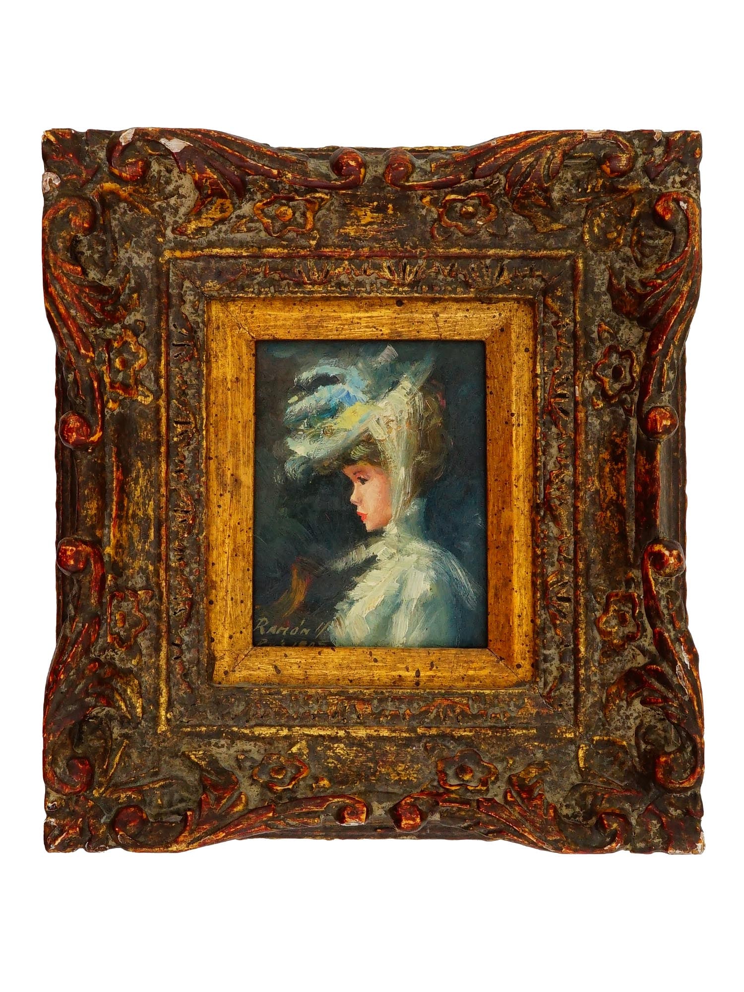 ANTIQUE OIL PORTRAIT PAINTING RAMON H. PARIS 1905 (1 of 9)