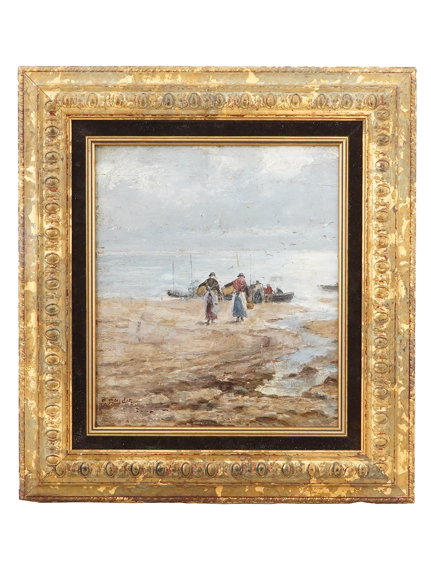 SEASCAPE SCENE OIL PAINTING SIGNED EUGENE BOUDIN (1 of 8)