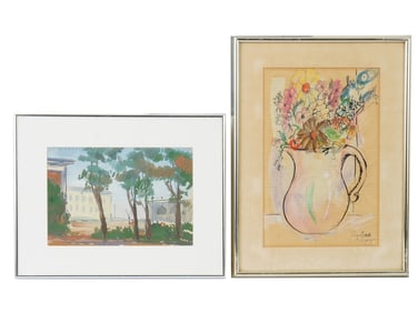 VINTAGE LANDSCAPE AND STILL LIFE PAINTINGS ON PAPER
