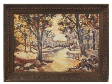 IMPRESSIONIST WINTER LANDSCAPE OIL PAINTING SIGNED
