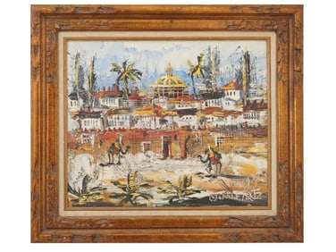 MORRIS KATZ ORIENTAL CITYSCAPE OIL PAINTING