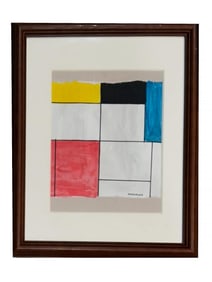 ATTR TO PIET MONDRIAN DUTCH ABSTRACT INK DRAWING