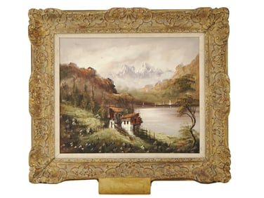 VINTAGE FRENCH OIL LANDSCAPE PAINTING BY MONILI