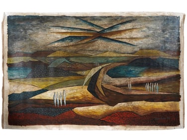 ATTR TO JEHANGIR SABAVALA INDIAN LANDSCAPE PAINTING