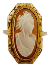 ANTIQUE VICTORIAN 10K GOLD JEWELRY CAMEO RING
