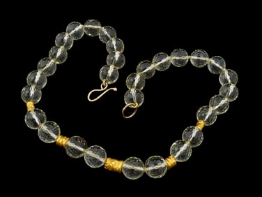 AUSTRIAN CRYSTAL GOLD LAPPING AND SILVER NECKLACE