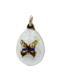 RUSSIAN SILVER ENAMEL BUTTERFLY EASTER EGG PENDANT