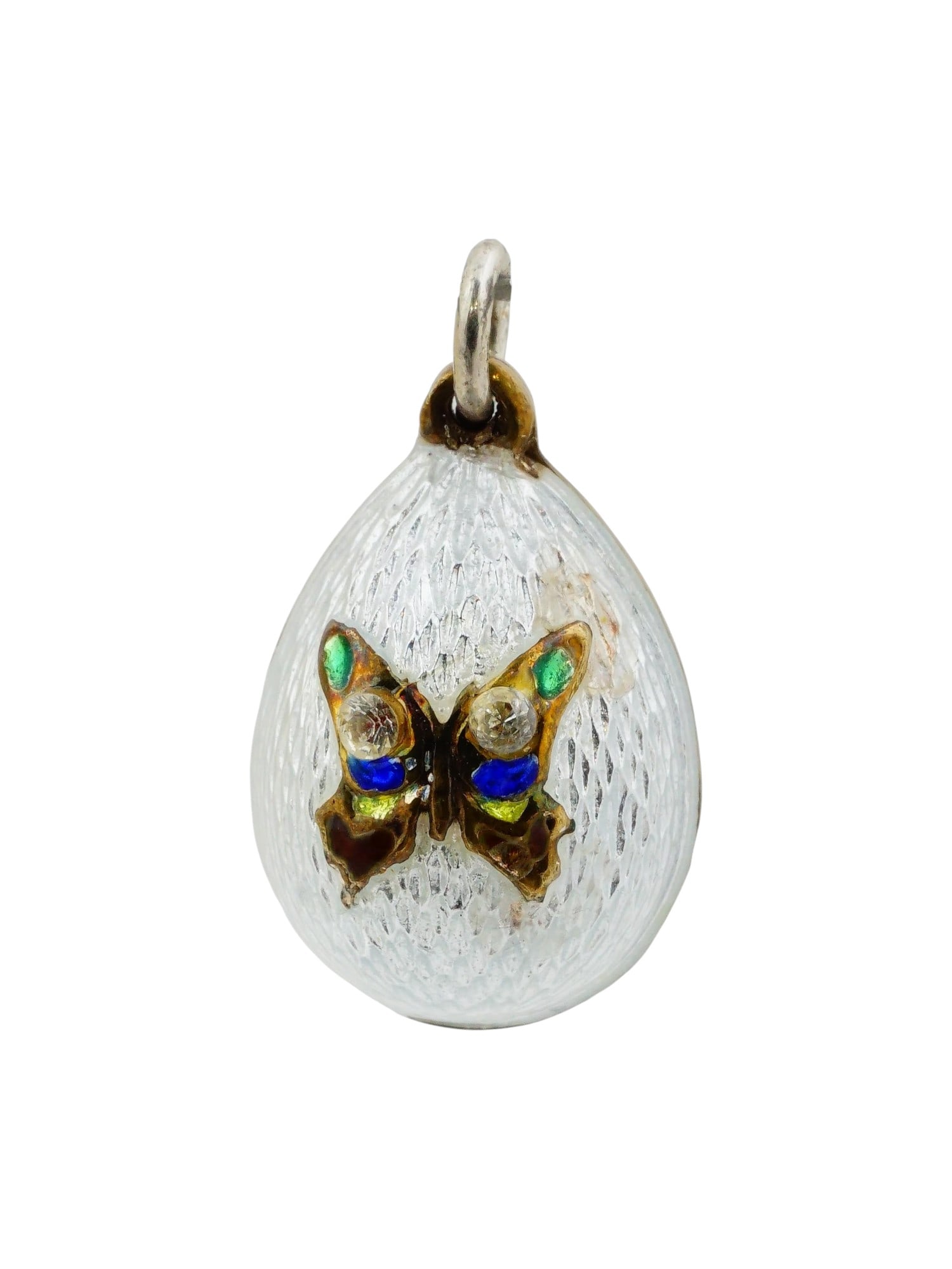 RUSSIAN SILVER ENAMEL BUTTERFLY EASTER EGG PENDANT (1 of 9)