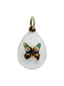 RUSSIAN SILVER ENAMEL BUTTERFLY EASTER EGG PENDANT