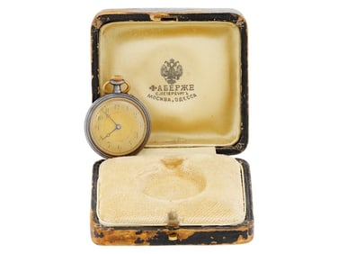 RUSSIAN SILVER AND GOLD POCKET WATCH IN BOX