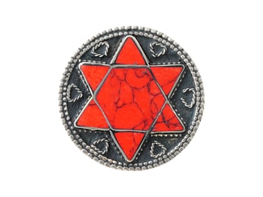 ANTIQUE HOLY LAND SILVER CARNELIAN MAGEN DAVID RING