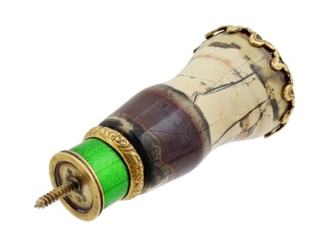 RUSSIAN SILVER AGATE DIAMOND ENAMEL RUBIES CANE HANDLE