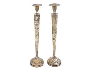 VINTAGE STERLING SILVER REINFORCED CEMENT CANDLESTICKS