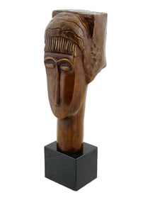 ATTR TO AMEDEO MODIGLIANI FRENCH BRONZE SCULPTURE