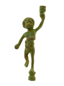 ANTIQUE BRONZE GRAND TOUR FIGURINE ATHLETE WITH TORCH