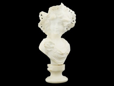 ANTIQUE FRENCH MARBLE SCULPTURE H. GALLI FEMALE BUST