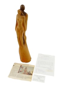 ISRAELI CARVED OLIVE WOOD SCULPTURE LEON BRONSTEIN