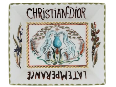 FRENCH CHRISTIAN DIOR TAROT ASHTRAY TEMPERANCE CARD