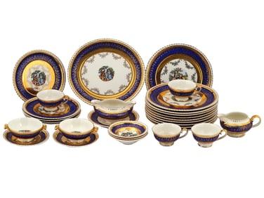 ANTIQUE FRENCH NAPOLEON PORCELAIN DINNERWARE SET