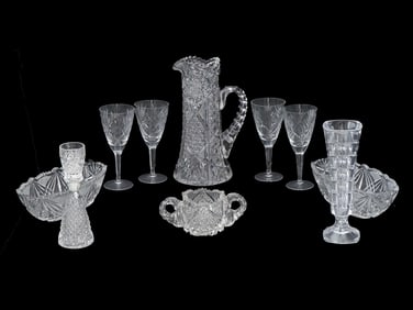 VINTAGE CUT CRYSTAL GLASSWARE SET