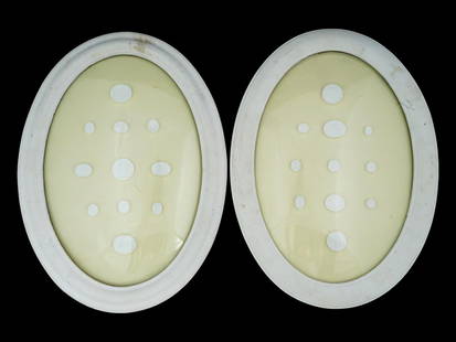 ANTIQUE GRAND TOUR INTAGLIOS FRAMES UNDER GLASS: Two sets of antique Grand Tour intaglios, each featuring figures in various postures, presented in two oval frames under glass. These classical souvenirs reflect the neoclassical fascination with anci