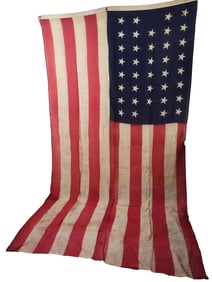 US AMERICAN FLAG WITH 38 STARS PATENTED IN 1870